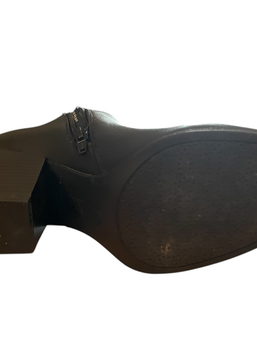 Classic Leather 8.5 Black Ankle Booties with Stacked Block Heel. Worn once. - Picture 6 of 6